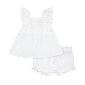 Monica + Andy Girls 2Pc Gauze Smocked Set